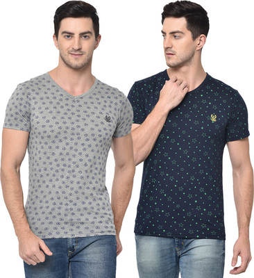 MACK JONNEY Printed Men V Neck Multicolor T-Shirt