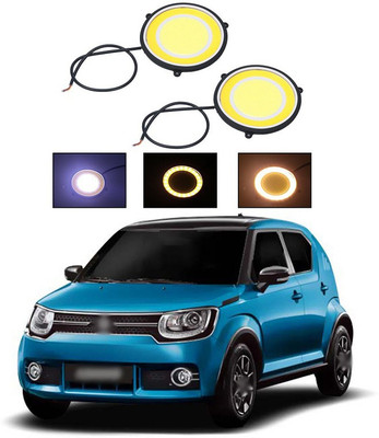 PECUNIA CAR DRL Daytime Running Light Flexible Round Shape White LED Lights Driving lamp COB Lights car-Styling 2PCS 12V DC for All Cars V29 Fog Lamp Car LED for Maruti Suzuki (12 V, 12 W)(Universal For Car, Pack of 2)