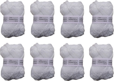 Sigmatech Hand Knitting Art Craft Soft Fingering Crochet Hook Yarn, Needle Knitting Thread For Wool Ball Hand Knitting Art Craft Soft Fingering Crochet Hook Yarn, Needle Knitting Thread Dyed white Color Pack Of 8 Sigmatech Hand Knitting Art Craft Soft Fingering Crochet Hook Yarn, Needle Knitting Thread For Wool Ball Hand Knitting Art Craft Soft Fingering Crochet Hook Yarn, Needle Knitting Thread Dyed white Color Pack Of 8