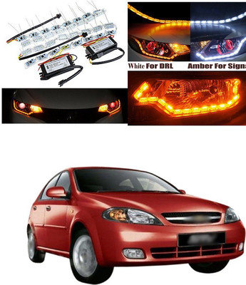 XZRTZ Daytime 16 LED Crystal Sequential DRL Running White with Yellow Turn Signal Light C43 Car Fancy Lights(White, Yellow)
