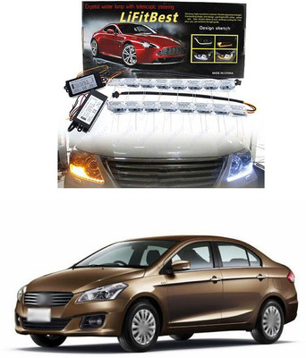 PECUNIA Daytime 16 LED Crystal Sequential DRL Running White with Yellow Turn Signal Light XC164 Headlight Car LED for Maruti Suzuki (12 V, 24 W)(Ciaz, Pack of 2)