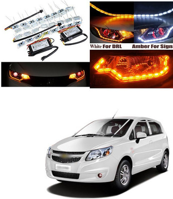 XZRTZ Daytime 16 LED Crystal Sequential DRL Running White with Yellow Turn Signal Light C44 Car Fancy Lights(White, Yellow)