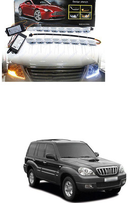 PECUNIA Daytime 16 LED Crystal Sequential DRL Running White with Yellow Turn Signal Light SC94 Car Fancy Lights(White, Yellow)