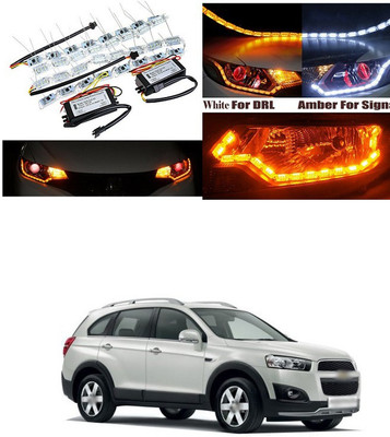 XZRTZ Daytime 16 LED Crystal Sequential DRL Running White with Yellow Turn Signal Light C45 Car Fancy Lights(White, Yellow)