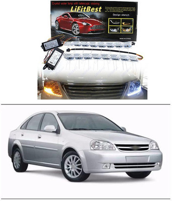 PECUNIA Daytime 16 LED Crystal Sequential DRL Running White with Yellow Turn Signal Light XC38 Headlight Car LED for Chevrolet (12 V, 24 W)(Optra, Pack of 2)