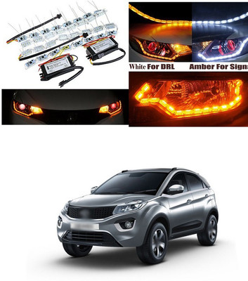 XZRTZ Daytime 16 LED Crystal Sequential DRL Running White with Yellow Turn Signal Light C222 Car Fancy Lights(White, Yellow)