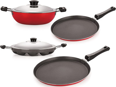 NIRLON Non-Stick Coated Cookware Set(PTFE (Non-stick), Aluminium, 4 - Piece)