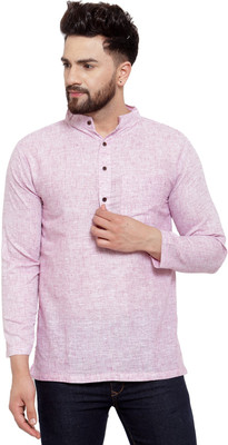 Aarsha Men Self Design Straight Kurta(Purple)
