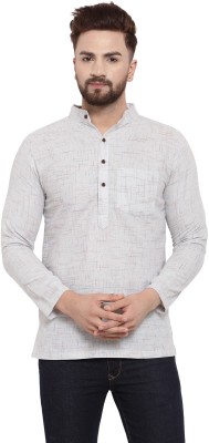 Aarsha Men Self Design Straight Kurta(Grey)