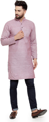 Sayesha Men Solid Straight Kurta(Pink)