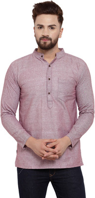 Aarsha Men Solid Straight Kurta(Purple)