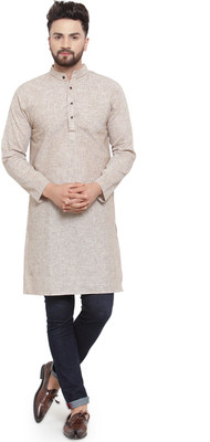 Aarsha Men Self Design Straight Kurta(Brown)
