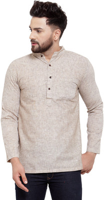 Aarsha Men Solid Straight Kurta(Beige)