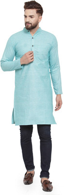 Aarsha Men Solid Straight Kurta(Blue)