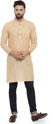 Aarsha Men Solid Straight Kurta(Yellow)