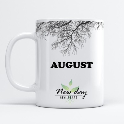 Beautum August Printed New Day New Start White Name Model No:NDNS002510 Ceramic Coffee Mug(350 ml)