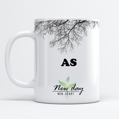 Beautum As Printed New Day New Start White Name Model No:NDNS002208 Ceramic Coffee Mug(350 ml)