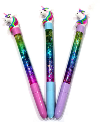 Crazycute Unicorn Pen Gel Pen(Pack of 3, Ink Color - Black, Blue)