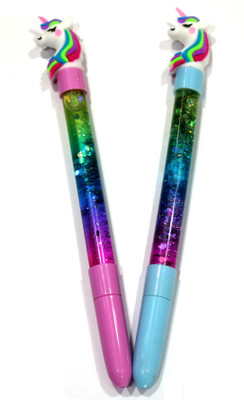 Crazycute Unicorn Water Pen Design Gel Pen(Pack of 2, Ink Color - Blue, Black)
