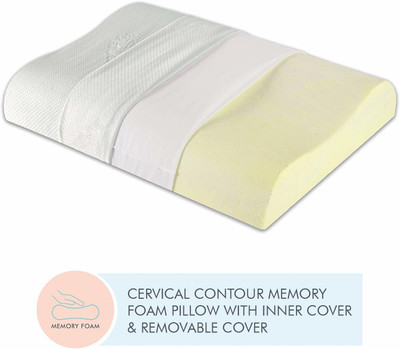 The White Willow Small Size Cervical Contour Memory Foam Motifs Orthopaedic Pillow Pack of 1(White)