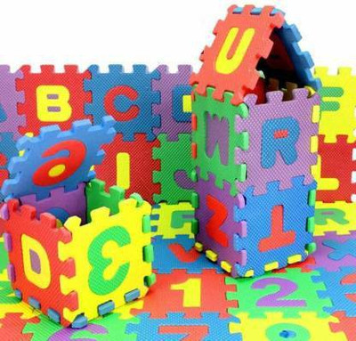 LooknlveSports 36 Piece Medium Size ABC Foam Mat - Alphabet & Number Puzzle Play & Flooring Mat for Children & Toddlers (36 Pieces)(36 Pieces)
