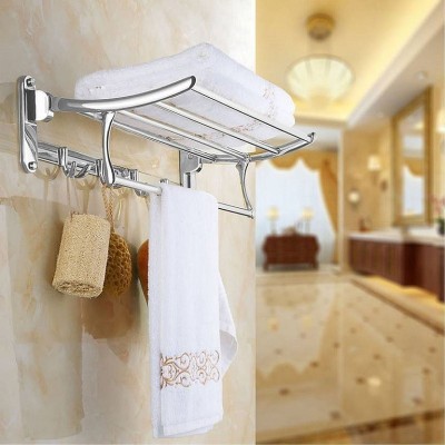 GLOXY by GLOXY S S Folding Towel Rack for Bathroom/ Stand/Hanger/Bathroom Accessories Silver Towel Holder(Stainless Steel)