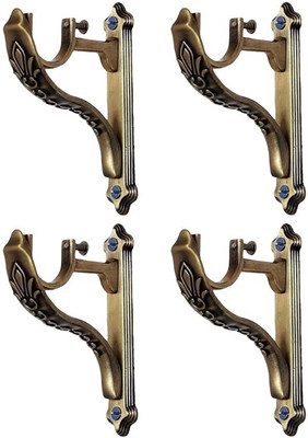GLOXY Gold Rod Rail Bracket, Curtain Knobs, Curtain Hooks, Curtain Rods Metal(Pack of 4)
