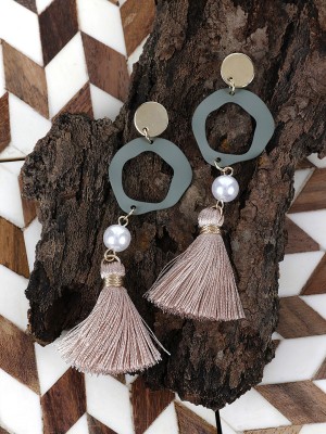 PRITA Tasselled Pearl Drop Earrings Metal Drops & Danglers
