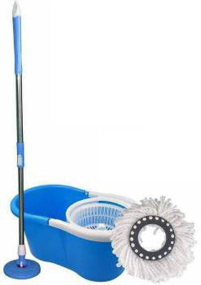 GTE Magic Spin Mop 360° Rotating Pole & Bucket Wet & Dry Mop With 1 Microfiber Heads Mop Set(Blue, Green, Pink)