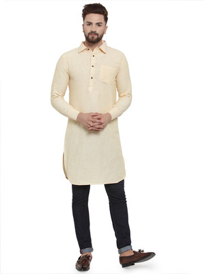 Sayesha Men Solid Pathani Kurta(Yellow)