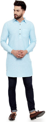 Sayesha Men Solid Pathani Kurta(Blue)