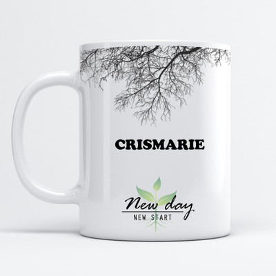 Beautum Crismarie Printed New Day New Start White Name Model No:NDNS004072 Ceramic Coffee Mug(350 ml)