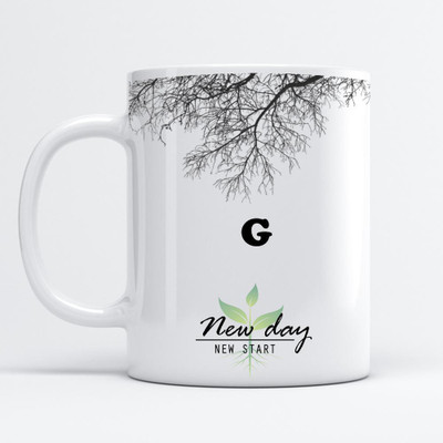 Beautum G Printed New Day New Start White Name Model No:NDNS005839 Ceramic Coffee Mug(350 ml)