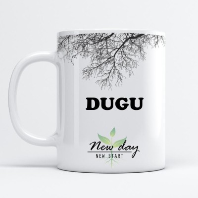 Beautum Dugu Printed New Day New Start White Name Model No:NDNS005246 Ceramic Coffee Mug(350 ml)