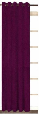 Styletex 270 cm (9 ft) Polyester Semi Transparent Long Door Curtain Single Curtain(Plain, Wine)