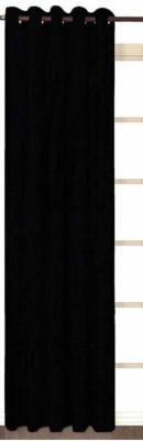 Styletex 270 cm (9 ft) Polyester Semi Transparent Long Door Curtain Single Curtain(Plain, Black)