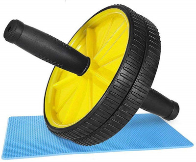 kb marty Double Ab Wheel Roller Core Abdominal Workout with Blue Knee Mat Ab Exerciser(Yellow)