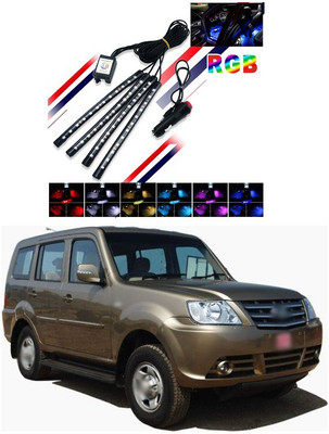 PECUNIA LED 48 DC 12V Multicolour Music Car Strip Lamp Light For Car Interior Under Dash Lighting Kit with Sound Active Function and Wireless Remote Control X225 Car Fancy Lights(Multicolor)