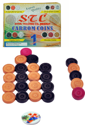 STC Wooden Premium Quality Carrom Coins Carrom Pawns(Pack of 25)