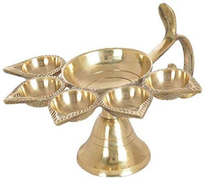 SBBCO Panch Deepak Aarti Oil Lamp for Pooja Mandir Brass Table Diya(Height: 4 inch)