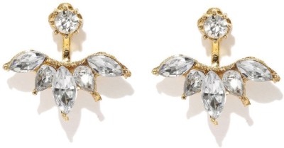 fabula White Crystal Floral Ear Jacket Fashion Cubic Zirconia, Zircon, Crystal Brass, Metal Stud Earring