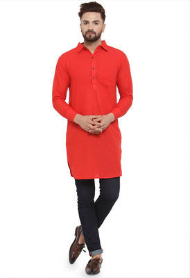 Sayesha Men Solid Straight Kurta(Red)