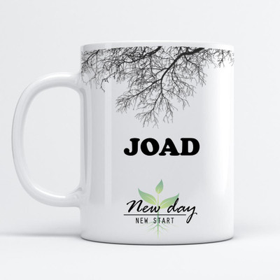 Beautum Joad Printed New Day New Start White Name Model No:NDNS008404 Ceramic Coffee Mug(350 ml)