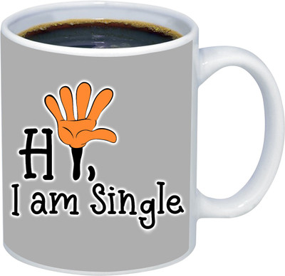 ADI Creations Designer Hi I am Single Ceramic Coffee Mug(350 ml)