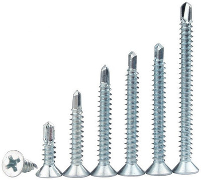 RPI SHOP Carbon Steel Flat Head Self-drilling Screw(4.2 mm Pack of 100)
