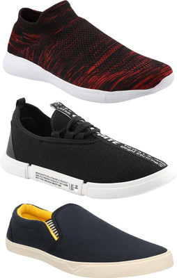Chevit Smart Shocks Shoes with Memory Foam Loafers & 02 Casuals for Men ( Pack of 03 Pairs) Sneakers For Men(Multicolor)