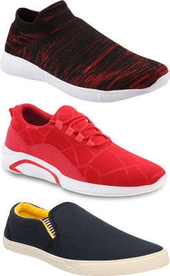 Chevit Smart Shocks Shoes with Memory Foam Loafers & 02 Casuals for Men ( Pack of 03 Pairs) Sneakers For Men(Multicolor)