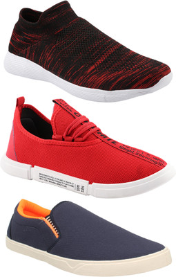 Chevit Smart Shocks Shoes with Memory Foam Loafers & 02 Casuals for Men ( Pack of 03 Pairs) Sneakers For Men(Multicolor)