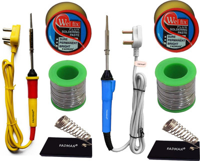 FADMAN 2 Pcs Solder Wire | 2 Pcs Soldering Stand | 2 Pcs Soldering Flux | 2 Pcs Soldering Iron 25 W Simple(Flat Tip)