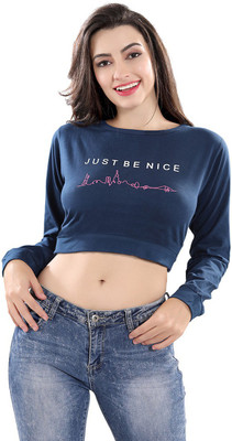 Attempt Casual Full Sleeve Printed Women Blue Top